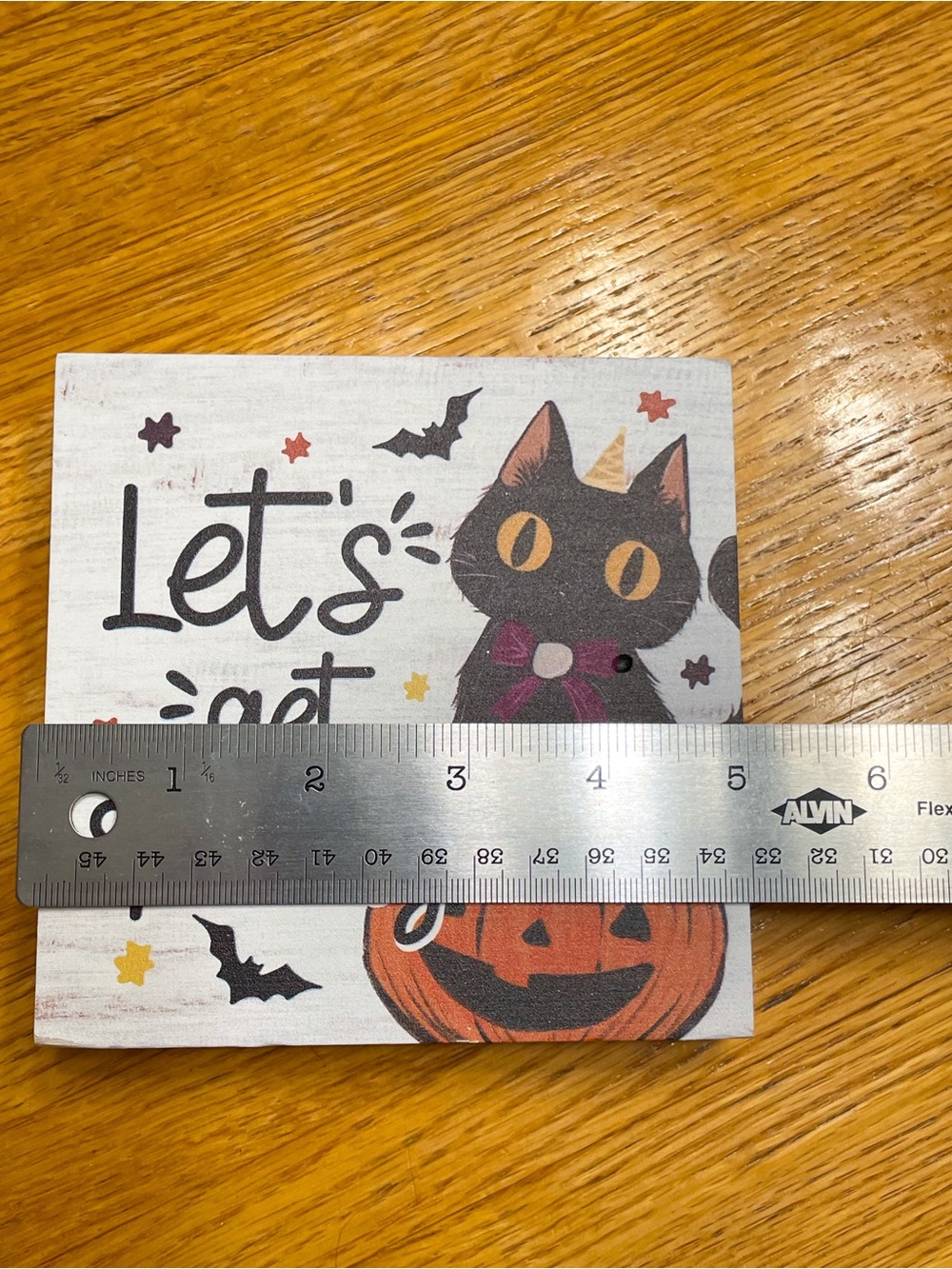 Let’s Get Spooky Halloween Rustic Wooden Decor - Black Cat and Pumpkin - Picture 7 of 10